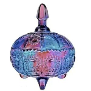 Free People 7oz Crystal Clear Glass Royal Embossed Apothecary Jar With Lids